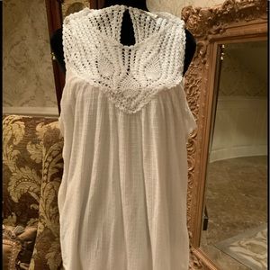 Lucky Brand Short Sleeve Top with Crochet